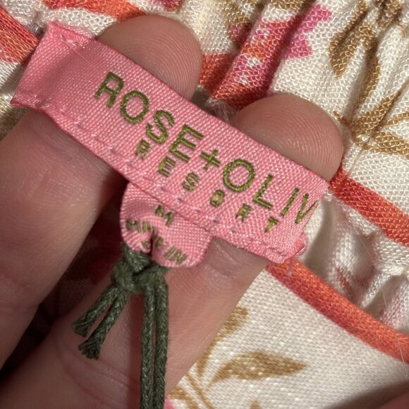 Floral Boho Maxi Skirt By Rose+Olive Resort M Beige & Pink Tiered Elastic Waist - Picture 4 of 11